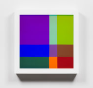 Spencer Finch, Color Test (9), 2019. LED lightbox, Fujitrans, 26 x 26 x 4.5 inches.