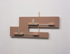 Richard Rezac,&nbsp;Untitled (05-02), 2005. Nickel-plated steel, painted wood, and aluminum, 15 x 30 x 3 3/4 inches.