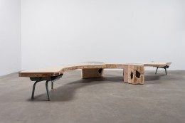 A Modest Inquiry into the Nature of Witchcraft, 2015. Salvaged furniture from closed Chicago public schools, 3 feet&nbsp;5 inches&nbsp;x 5 feet&nbsp;3 inches&nbsp;x 1 foot&nbsp;4 inches.