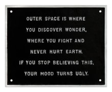 JENNY HOLZER,&nbsp;Untitled (selection from survival series), 1983-85,&nbsp;Aluminum plaque,&nbsp;8 x 10 inches,&nbsp;Edition 1 of 10
