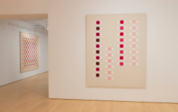 Large Dots pink warm red painting