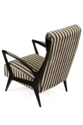 Mid-Century Black Lacquered &amp; Upholstered Lounge Chairs