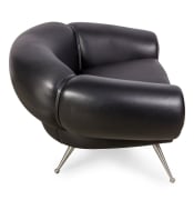 Black Leather Lounge Chair by Illum Wikkels&oslash;, Side View