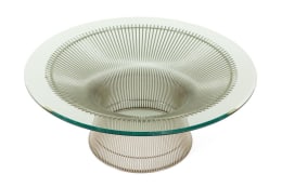 Warren Platner Glass Top Chrome Coffee Table for Knoll