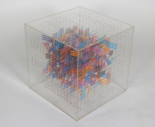 Irving Harper Paper and String Sculpture in Acrylic Box, 3/4 View