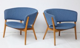 Nanna Ditzel ND83 Lounge Chairs Upholstered in Blue Fabric, 2