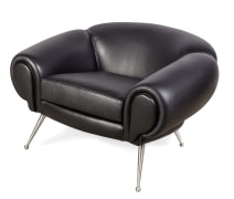 Black Leather Lounge Chair by Illum Wikkels&oslash;