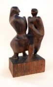 Hand-Carved Walnut Sculpture of Dancers by John Begg, 3/4 View