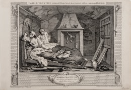 William Hogarth  The Idle &lsquo;Prentice return&rsquo;d from Sea, and in a Garret with a Common Prostitute, pl. 7 from the complete set of twelve