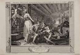 William Hogarth  The Idle &lsquo;Prentice betray&rsquo;d by his Whore &amp; taken in the Night Cellar with his Accomplice, pl. 9 from the complete set of twelve