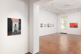 This is an installation view of the group exhibition co-curated by Tomashi Jackson at Tilton Gallery titled: Surprise!.