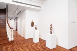 This is an image of an exhibition of artworks made by John Outterbridge at Tilton Gallery in 2024.