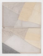 Martha Tuttle Couplet on transcending limitations, 2019 Wool, linen, graphite, pigment, and quartz 61 1/2 x 46 inches