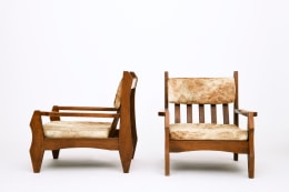 Unattributed pair of armchairs, side and front views