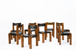 Pierre Chapo's Set of eight &quot;S11E&quot; chairs full view of all chairs