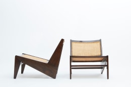 Pierre Jeanneret's pair of kangourou chairs side and front view
