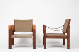 Pierre Chapo's pair of armchairs front and side view