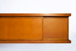 Pierre Chapo's &quot;Le Pettit&quot; sideboard detail view of leather and right side
