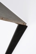Jean Prouv&eacute;'s aluminum dining table, detailed view of corner and leg