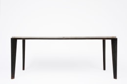 Jean Prouv&eacute;'s aluminum dining table, full straight view