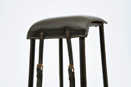 Jacques Adnet stool seat and buckle detail