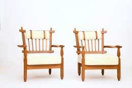 Guillerme et Chambron's pair of armchairs, front diagonal views