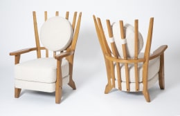 Guillerme et Chambron's Pair of &quot; Tapissier&quot; armchairs, diagonal front and back views