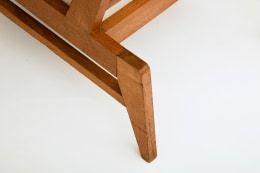 Ren&eacute; Gabriel's pair of armchairs, detailed view of back foot