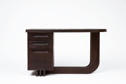 Francisque Chaleyssin's wooden desk straight view