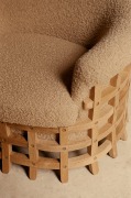 Studio Giancarlo Valle's cage armchair, detailed view of upholstery and wooden cage base