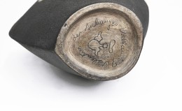 Gilbert Valentin / Les Archanges' ceramic vase, detailed view of signature underneath