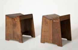 Pierre Jeanneret's stool, side views of 2 stools