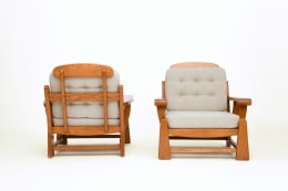 Maison Regain's pair of armchairs, back and front views