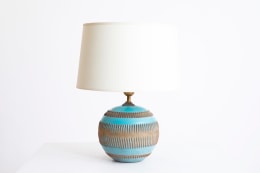 Jean Besnard's ceramic table lamp, front straight view