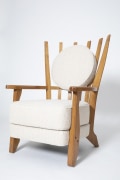 Guillerme et Chambron's Pair of &quot; Tapissier&quot; armchairs, diagonal front view of single armchair