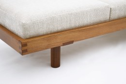 Pierre Chapo's &quot;L09F&quot; daybed detail view of base, leg and cushion