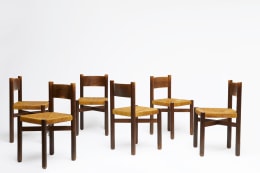Charlotte Perriand's set of 6 &quot;Meribel&quot; chairs, view of all chairs