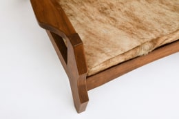 Unattributed pair of armchairs, detailed view of arm and upholstery