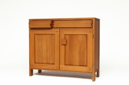 Pierre Chapo's &quot;R07&quot; sideboard, front diagonal view with one drawer slightly opened