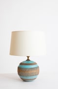 Jean Besnard's ceramic table lamp, vertical image, front straight view