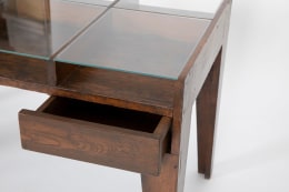 Pierre Jeanneret's console, detailed view of drawer open