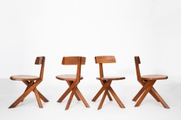 Pierre Chapo's set of 4 &quot;S34&quot; chairs, full view
