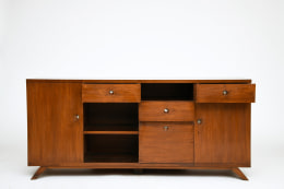Pierre Jeanneret's sideboard, full straight view with some drawers open