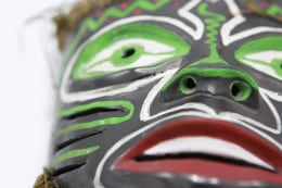 Colette Gu&eacute;den's ceramic mask detailed view of left side