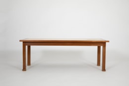 Jacques Adnet's coffee table, full straight view from eye-level