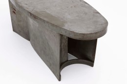 French 1970's brutalist coffee table detail view of side and top