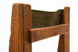Pierre Chapo's Set of eight &quot;S11E&quot; chairs detail view of wooden back and leather