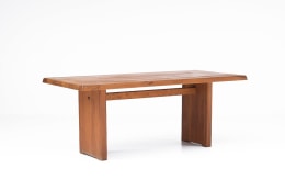 Pierre Chapo &quot;T14C&quot; dining table diagonal view without extensions