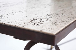 Jean Royère's &quot;Ruban&quot; coffee table, detailed view of table top and iron frame