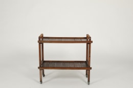 Image of bar. cart, Jacques Adnet side view